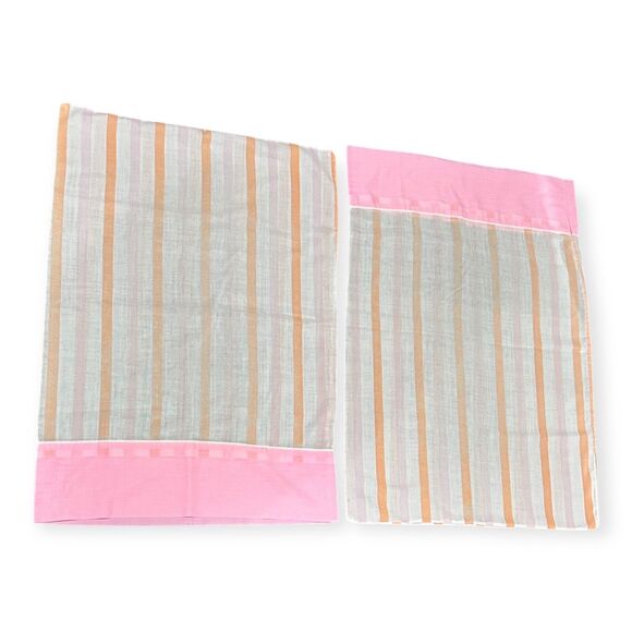 MCM 1970s Mod Cannon Monticello Malibu Stripe Pillowcases Standard Set of 2 - Picture 14 of 16